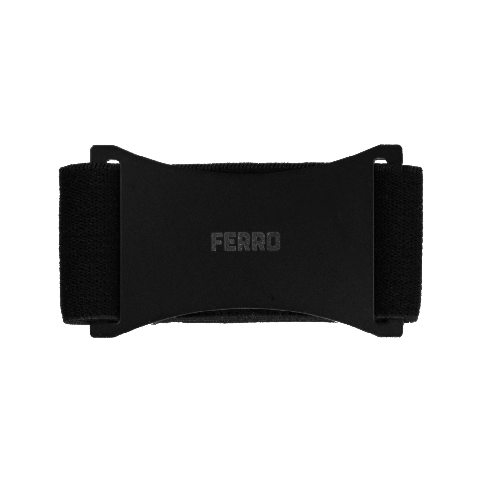 Ferro cash strap accessory made of durable elastic material for securing cash to wallet.